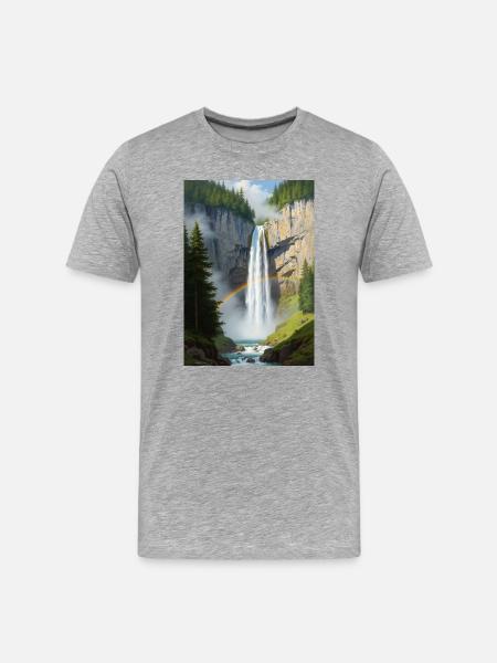  Die Krimmler Wasserfälle - Männer Premium Bio T-Shirt - Grau meliert