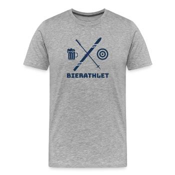 BIERATHLET  - Männer Premium Bio T-Shirt - Grau meliert - Vorne - Damien (186cm)