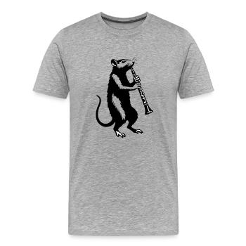 Musician rat with clarinet - Men's Premium Organic T-Shirt - heather grey - Front - Damien (186cm)