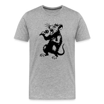 Chanteur loup au micro - T-shirt bio Premium Homme - gris chiné - Devant - Damien (186cm)