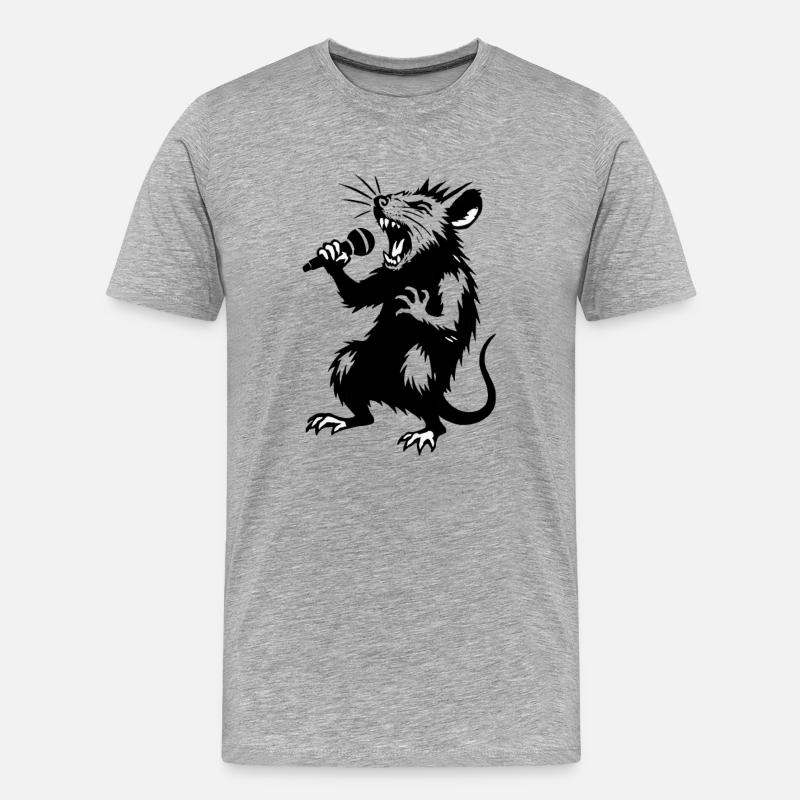 Wolfsänger am Mikro - Männer Premium Bio T-Shirt - Grau meliert