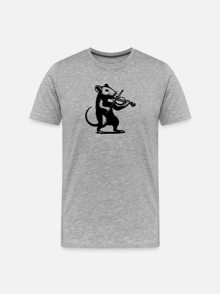 Violin Playing Rat - Men's Premium Organic T-Shirt - heather grey