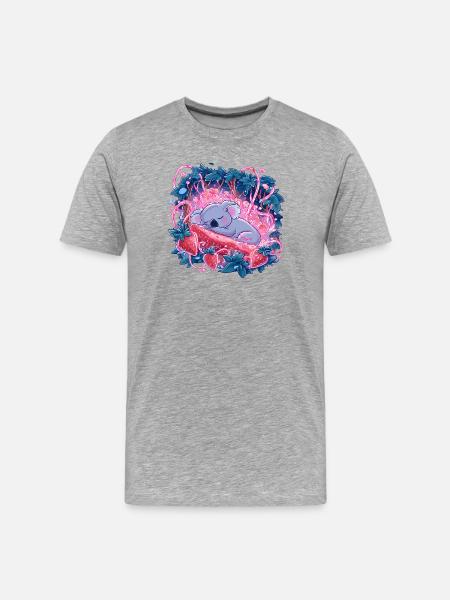 Sleeping koala in strawberry glow - Men's Premium Organic T-Shirt - heather grey