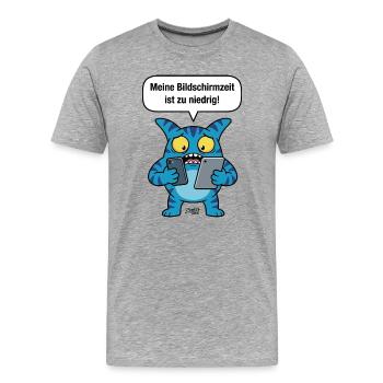 Bildschirmzeit zu niedrig! Zooki Handy Sucht - Männer Premium Bio T-Shirt - Grau meliert - Vorne - Damien (186cm)