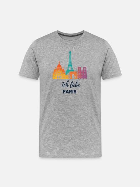 I love Paris – colorful skyline design - Men's Premium Organic T-Shirt - heather grey