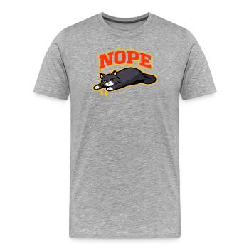 Nope Cat Lounging Meme - Men's Premium Organic T-Shirt - heather grey - Front - Damien (186cm)