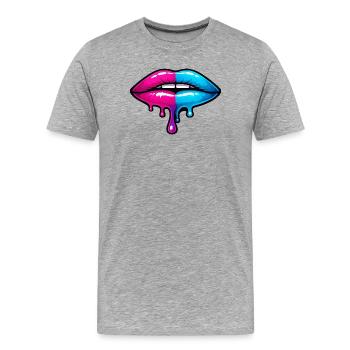 Split Neon Lip Melt - Men's Premium Organic T-Shirt - heather grey - Front - Damien (186cm)