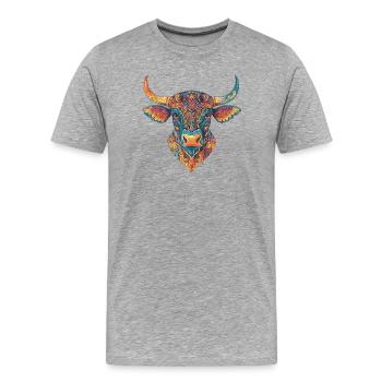 Bétail taureau multicolore - T-shirt bio Premium Homme - gris chiné - Devant - Damien (186cm)