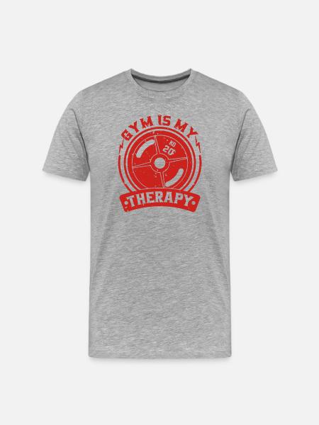 Gym Therapy Weight Plate - Men's Premium Organic T-Shirt - heather grey