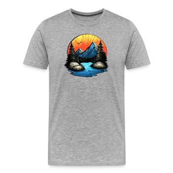 Paysage montagneux en plein air - T-shirt bio Premium Homme - gris chiné - Devant - Damien (186cm)