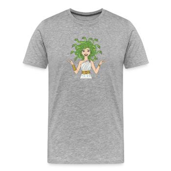 Méduse, la déesse de la mythologie grecque - T-shirt bio Premium Homme - gris chiné - Devant - Damien (186cm)