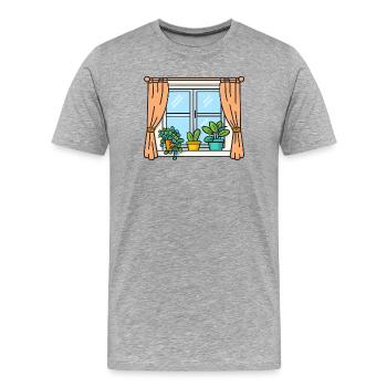 Fensterblick mit Zimmerpflanzen - Männer Premium Bio T-Shirt - Grau meliert - Vorne - Damien (186cm)