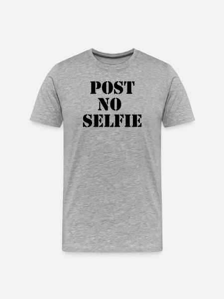 Post No Selfie - Urban Stencil Black - Men's Premium Organic T-Shirt - heather grey