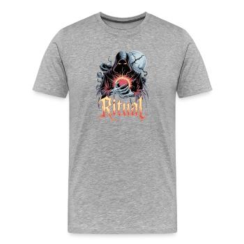 Symbole rituel occulte du magicien noir Pleine Lune - T-shirt bio Premium Homme - gris chiné - Devant - Damien (186cm)
