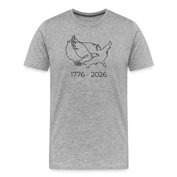 1776-2026 USA Semiquincentennial 250th - Men's Premium Organic T-Shirt - heather grey - Front - Damien (186cm)
