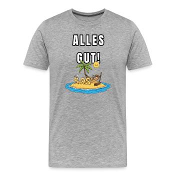 All is well – Ironic island motif - Men's Premium Organic T-Shirt - heather grey - Front - Damien (186cm)