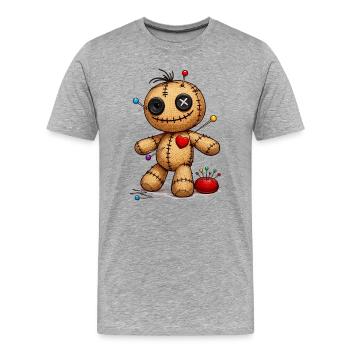 Poupée vaudou avec des aiguilles - T-shirt bio Premium Homme - gris chiné - Devant - Damien (186cm)