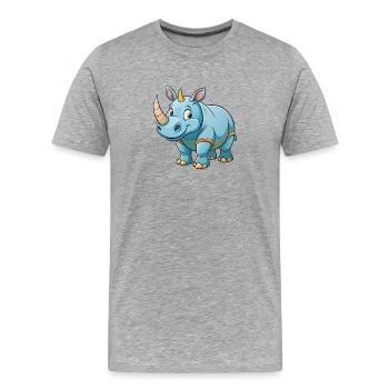 Rhinoceros - Men's Premium Organic T-Shirt - heather grey - Front - Damien (186cm)