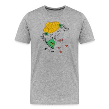 Fille au chapeau de paille et à la coccinelle - T-shirt bio Premium Homme - gris chiné - Devant - Damien (186cm)