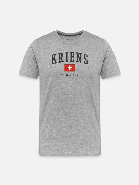 Kriens Schweiz Logo Swissflag - Männer Premium Bio T-Shirt - Grau meliert