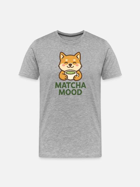 Shiba Matcha Mood - Men's Premium Organic T-Shirt - heather grey