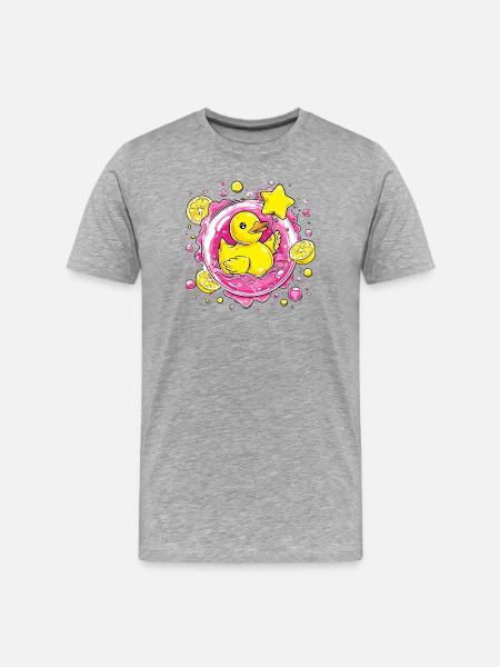 Zitrusquak Neon Entlein - Männer Premium Bio T-Shirt - Grau meliert