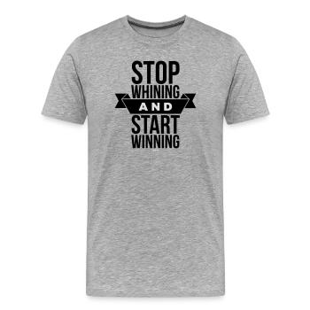 Arrêtez de râler, commencez à gagner - Motivation Noir - T-shirt bio Premium Homme - gris chiné - Devant - Damien (186cm)