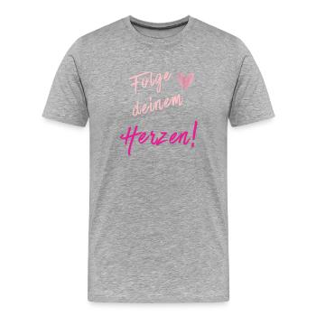 SUIS TON CŒUR Imprimer - T-shirt bio Premium Homme - gris chiné - Devant - Damien (186cm)