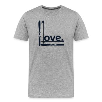 Winter Love Ski - Men's Premium Organic T-Shirt - heather grey - Front - Damien (186cm)