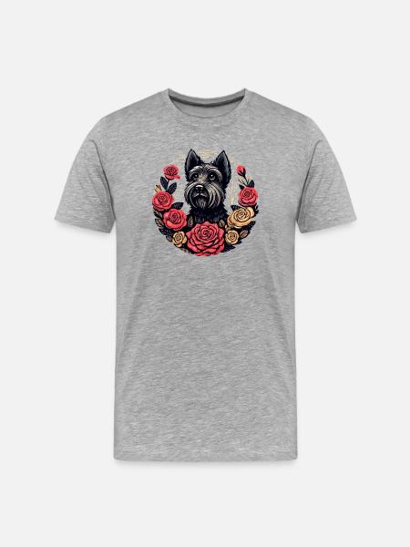 Terrier Rose Circle - Men's Premium Organic T-Shirt - heather grey