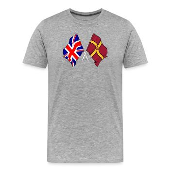 Northamptonshire kreuzte Großbritannien - Männer Premium Bio T-Shirt - Grau meliert - Vorne - Damien (186cm)