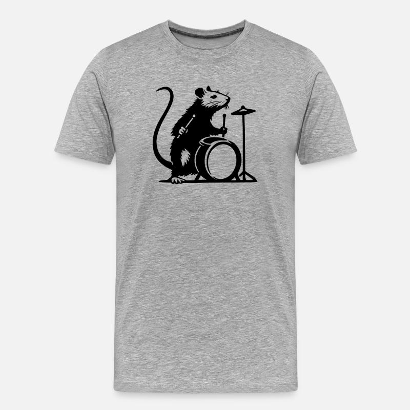 Ratte am Schlagzeug - Männer Premium Bio T-Shirt - Grau meliert