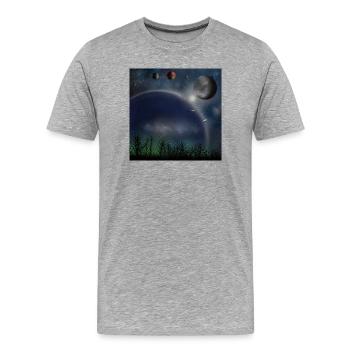 Planet X - Männer Premium Bio T-Shirt - Grau meliert - Vorne - Damien (186cm)