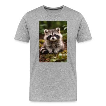 Winziges Waschbärjungtier im Wald - Männer Premium Bio T-Shirt - Grau meliert - Vorne - Damien (186cm)