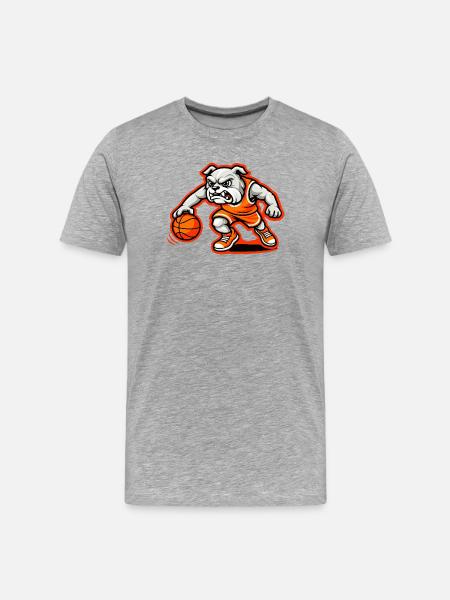 Bulldog Basketball Power-Dribbel-Maskottchen - Männer Premium Bio T-Shirt - Grau meliert