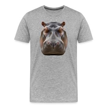 Nilpferd Porträt Detail Wildlife Design - Männer Premium Bio T-Shirt - Grau meliert - Vorne - Damien (186cm)