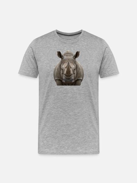 Rhino Portrait Wildlife Nature Design - Men's Premium Organic T-Shirt - heather grey