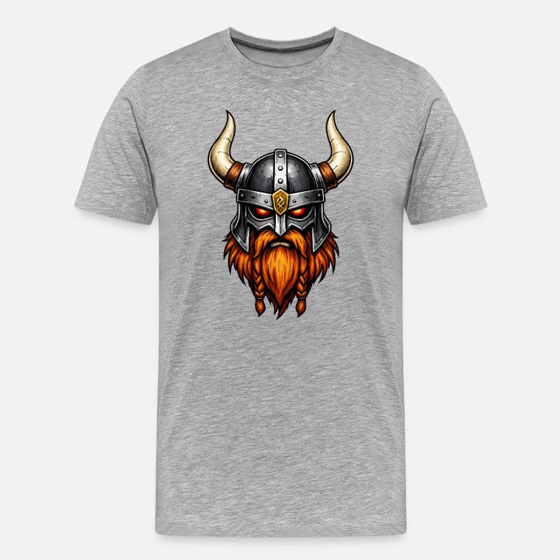 Wikinger Krieger Helm - Männer Premium Bio T-Shirt - Grau meliert