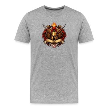Sparta Wappen - Männer Premium Bio T-Shirt - Grau meliert - Vorne - Damien (186cm)