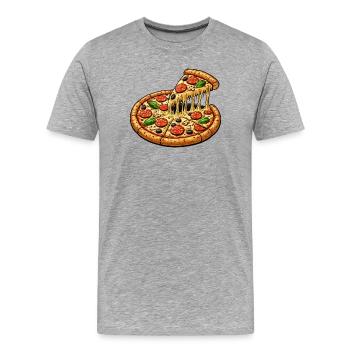 Pizza Motif - T-shirt bio Premium Homme - gris chiné - Devant - Damien (186cm)