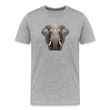 Elephant Portrait Majestic Wildlife Design - Men's Premium Organic T-Shirt - heather grey - Front - Damien (186cm)