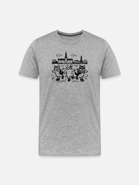 Schlittschuh Mimalistisch Line Art - Men's Premium Organic T-Shirt - heather grey