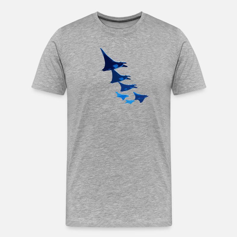 Manta Ray, Devil Ray, Stingray, Diver - Men's Premium Organic T-Shirt - heather grey