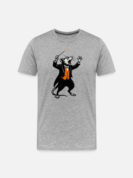Ratte als Dirigent im Smoking - Männer Premium Bio T-Shirt - Grau meliert