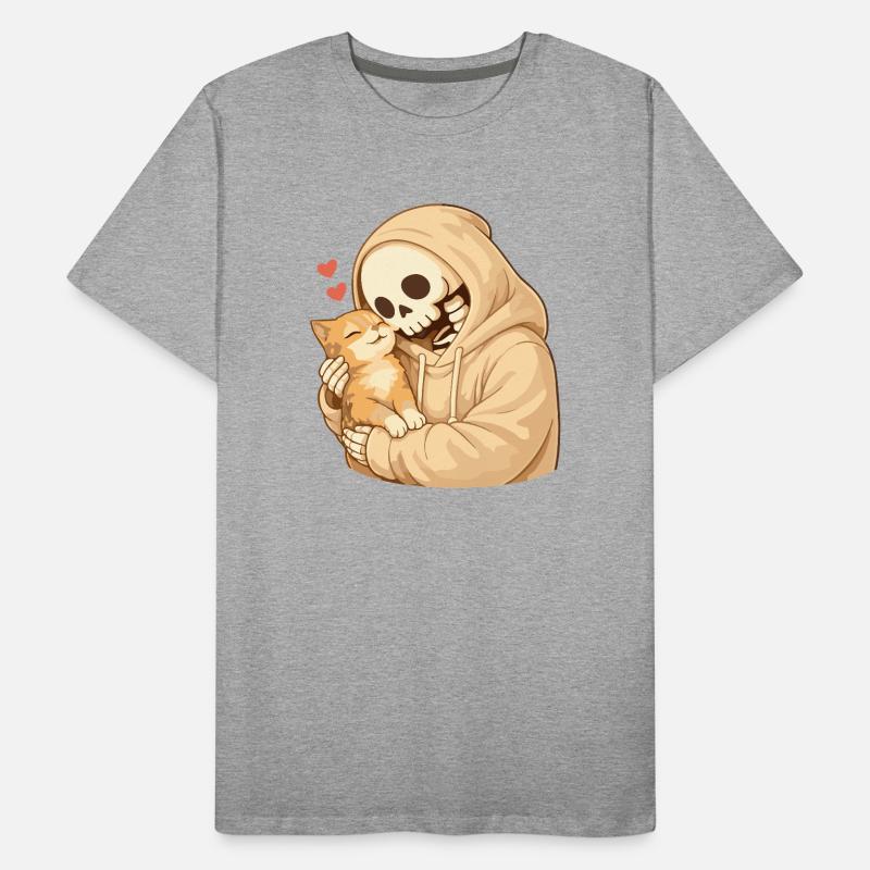 Cozy skeleton with cat – security Men's Premium Organic T-Shirt