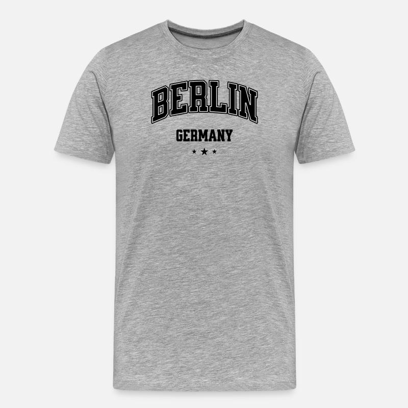 Berlin Arch Collegiate Logo - Männer Premium Bio T-Shirt - Grau meliert