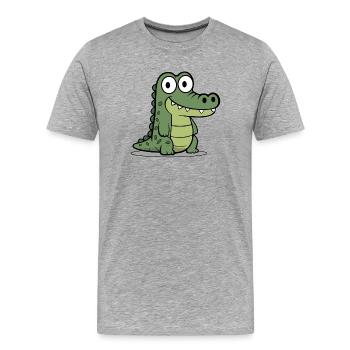 Krokodil  - Männer Premium Bio T-Shirt - Grau meliert - Vorne - Damien (186cm)