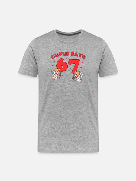 Cupid Says 67 – loving Cupid design - Men's Premium Organic T-Shirt - heather grey