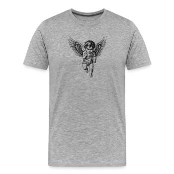 Klassischer Cherub mit großen Flügeln - Männer Premium Bio T-Shirt - Grau meliert - Vorne - Damien (186cm)