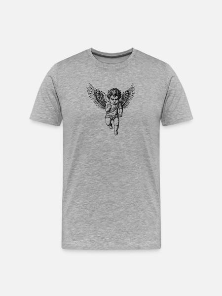 Classic Cherub with Large Wings - Men's Premium Organic T-Shirt - heather grey